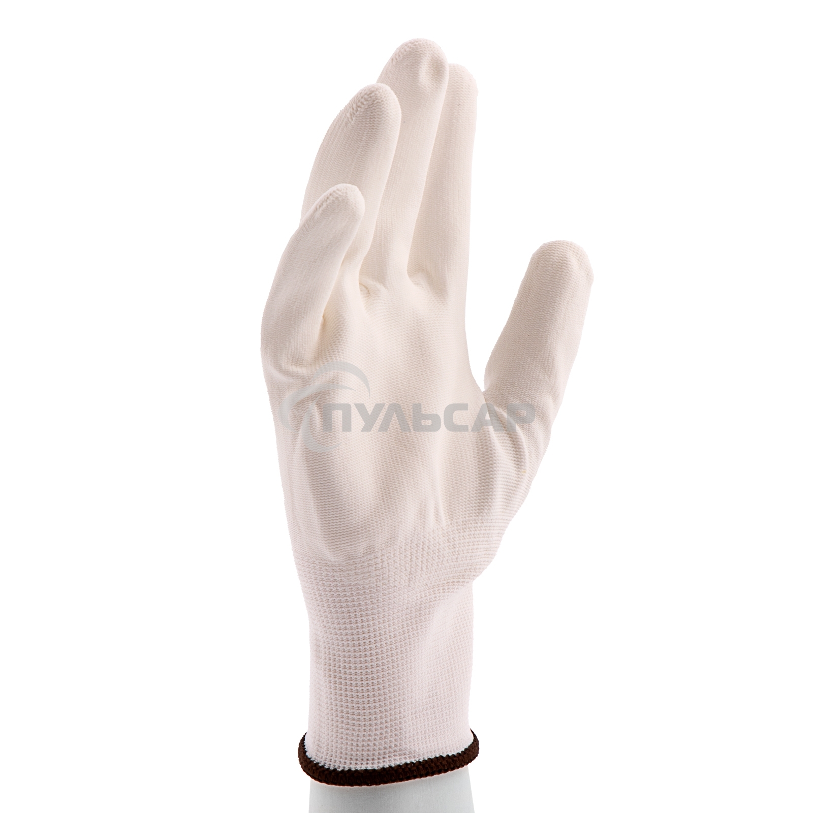 Перчатки трикотажные с белым полиуретановым покрытием, размер L, 15 класс вязки Сибртех