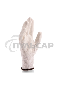 Перчатки трикотажные с белым полиуретановым покрытием, размер L, 15 класс вязки Сибртех