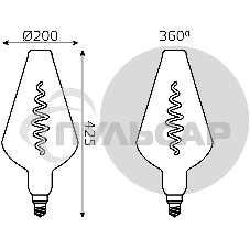 Лампа cветодиодная LED Filament Vase E27 8.5W Gray 165lm 1800K 1/2 180802005 Gauss