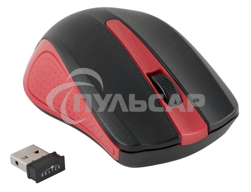 Мышь беспроводная Oklick 485MW черный/красный, 1200 dpi, радиоканал, USB, кнопки - 3