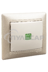 Механизм выключателя 1-кл. СП Valena 10А IP31 с зел. инд. бел. Leg 774410