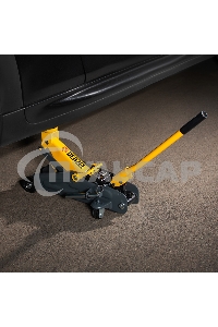 Домкрат гидравлический подкатной с фиксатором Denzel 2 т, 130-330 мм, в кейсе 51154