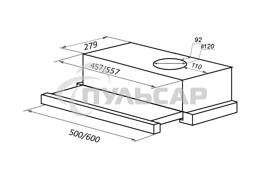 Вытяжка встраиваемая Maunfeld VS Light 60 белый, 60 см, 520 куб. м/ч, 56 дБ