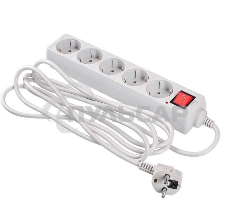 Сетевой фильтр Buro 500SL-3-G 3м (5 розеток) серый (пакет ПЭ)