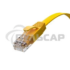 Патч-корд GCR PROF плоский прямой 2.0m, UTP медь кат.6, желтый, 30 AWG, ethernet high speed 10 Gbит/с, RJ45, T568B, GCR-52827