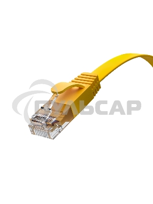 Патч-корд GCR PROF плоский прямой 2.0m, UTP медь кат.6, желтый, 30 AWG, ethernet high speed 10 Gbит/с, RJ45, T568B, GCR-52827