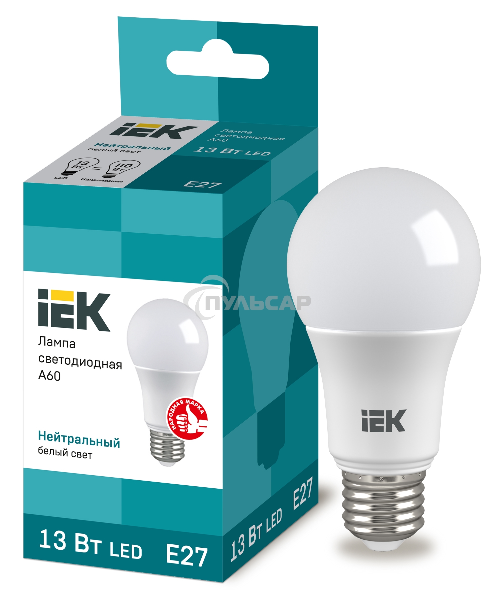 Лампа cветодиодная Iek LLE-A60-13-230-40-E27 ECO A60 шар 13Вт 230В 4000К E27 IEK