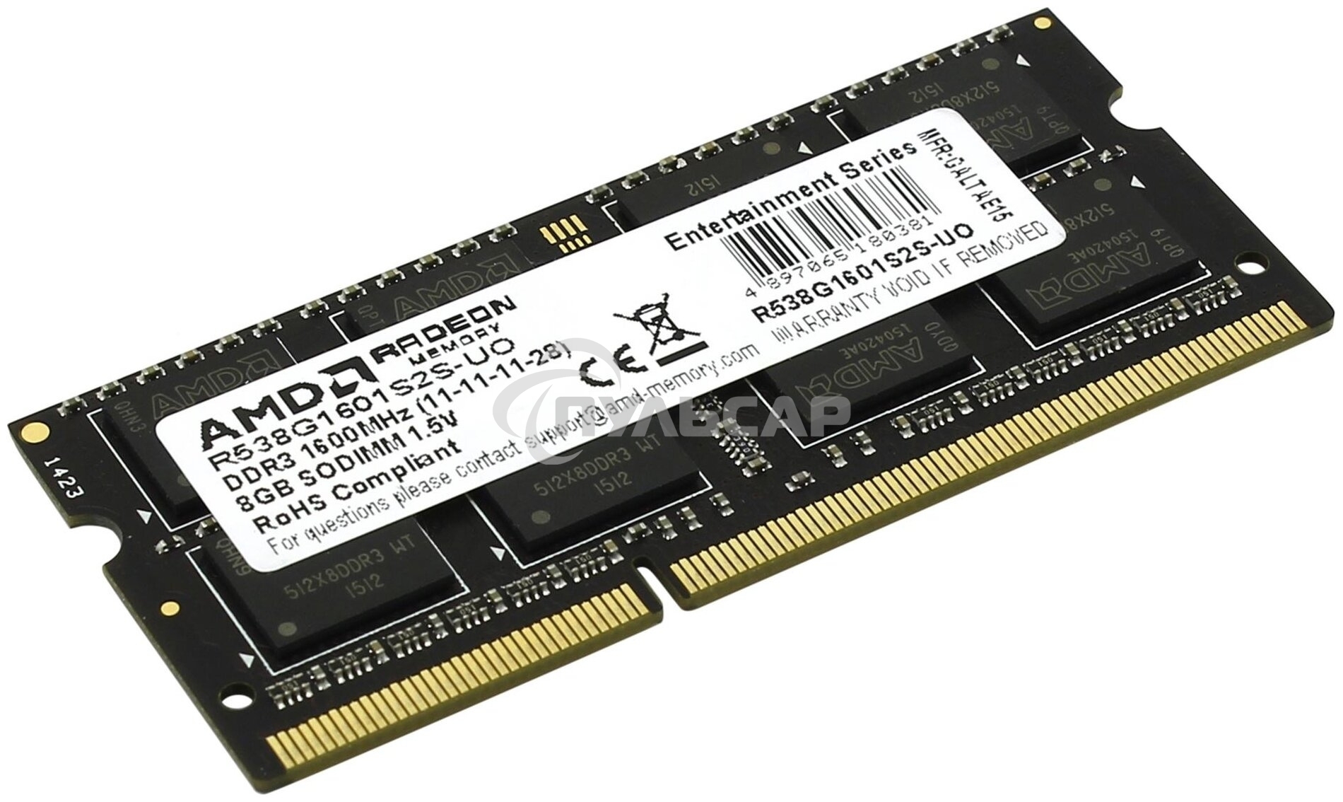 Оперативная память AMD Radeon R5, DDR3, 8Gb (1x8Gb), 1600MHz, CL11, SO-DIMM