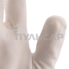 Перчатки трикотажные с белым полиуретановым покрытием, размер L, 15 класс вязки Сибртех
