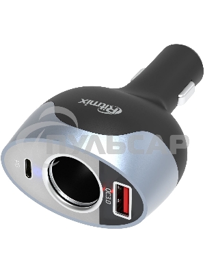 Разветвитель роз.прикуривателя Ritmix RM-12XQPD 1xSoc 2xUSB черный/серебристый/серебристый (80000163)