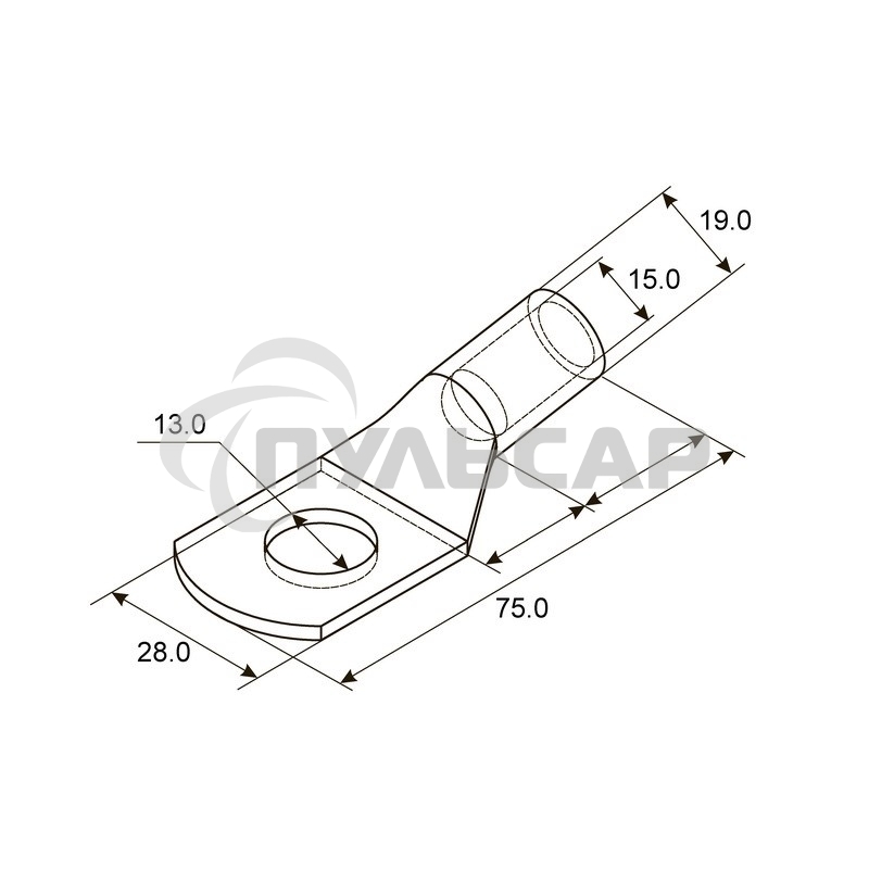 Наконечник ТМЛ 95–12–15 (95 мм² - Ø 12 мм) ГОСТ 7386-80 (в упак. 2 шт.) Rexant