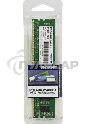 Оперативная память Patriot Signature, DDR4, 8Gb (1x8 Gb), 2400 MHz, CL17, DIMM