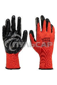 Перчатки полиэфирные с черным нитрильным покрытием, размер 9, 13 класс вязки Stels