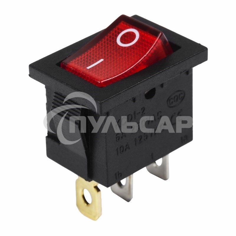 Выключатель клавишный Rexant 24V 15А (3с) ON-OFF красный с подсветкой Mini