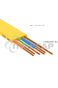 Патч-корд GCR PROF плоский прямой 2.0m, UTP медь кат.6, желтый, 30 AWG, ethernet high speed 10 Gbит/с, RJ45, T568B, GCR-52827