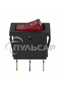 Выключатель клавишный Rexant 24V 15А (3с) ON-OFF красный с подсветкой Mini