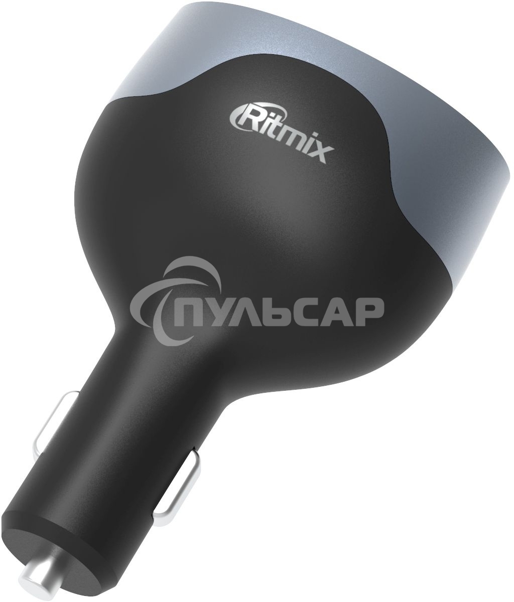 Разветвитель роз.прикуривателя Ritmix RM-12XQPD 1xSoc 2xUSB черный/серебристый/серебристый (80000163)
