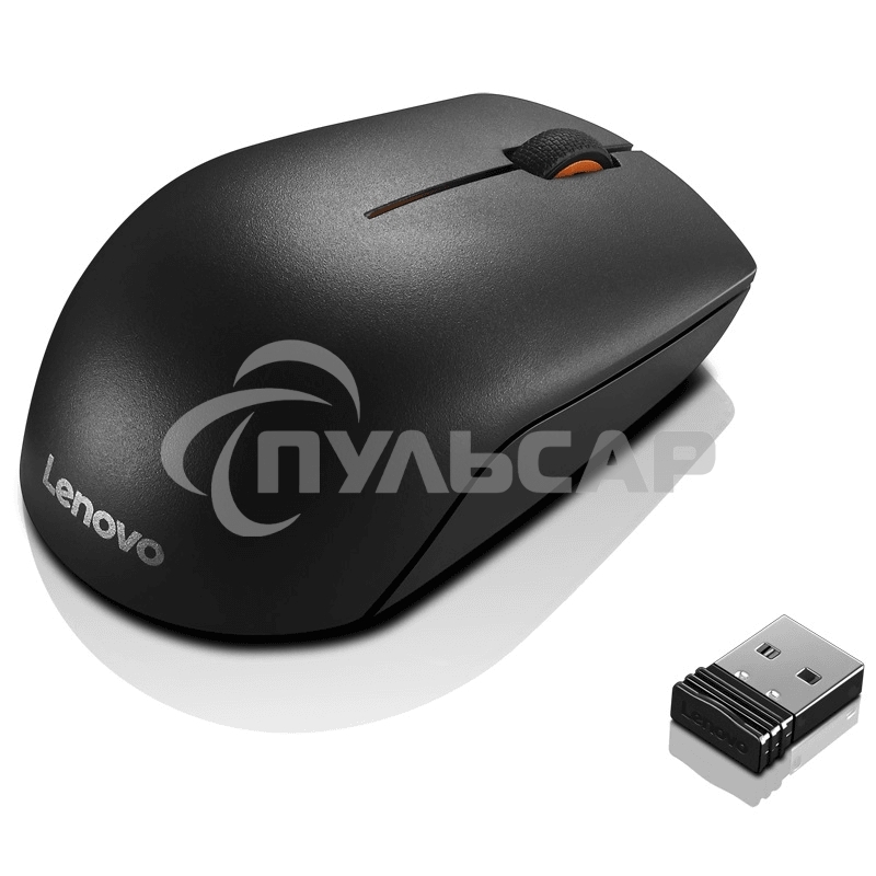 Мышь беспроводная Lenovo 300 черный, 1000 dpi, радиоканал, USB, кнопки - 3