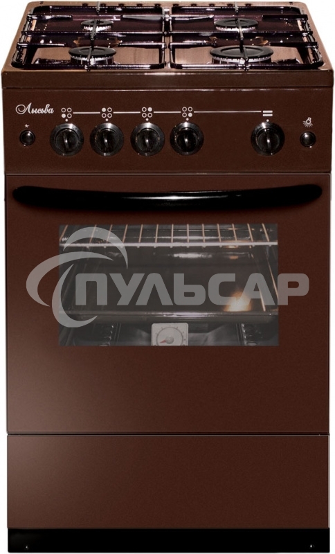 Плита газовая Лысьва ГП 400 М2С -2у коричневый, конфорок 4 газовых, духовка 57 л, 50 см x 84 см x 60 см (без крышки)