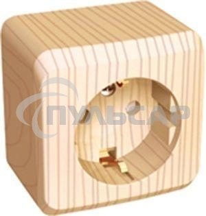 Розетка 1-м ОП Этюд Дача 16А защ. шторки с заземл. сосна SchE PA16-004D