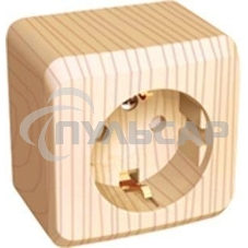 Розетка 1-м ОП Этюд Дача 16А защ. шторки с заземл. сосна SchE PA16-004D