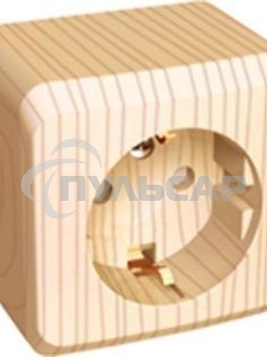 Розетка 1-м ОП Этюд Дача 16А защ. шторки с заземл. сосна SchE PA16-004D