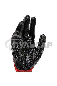 Перчатки полиэфирные с черным нитрильным покрытием, размер 9, 13 класс вязки Stels