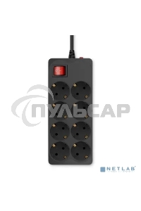 Сетевой фильтр Buro 800SH-5-B 5м (8 розеток) черный (коробка)