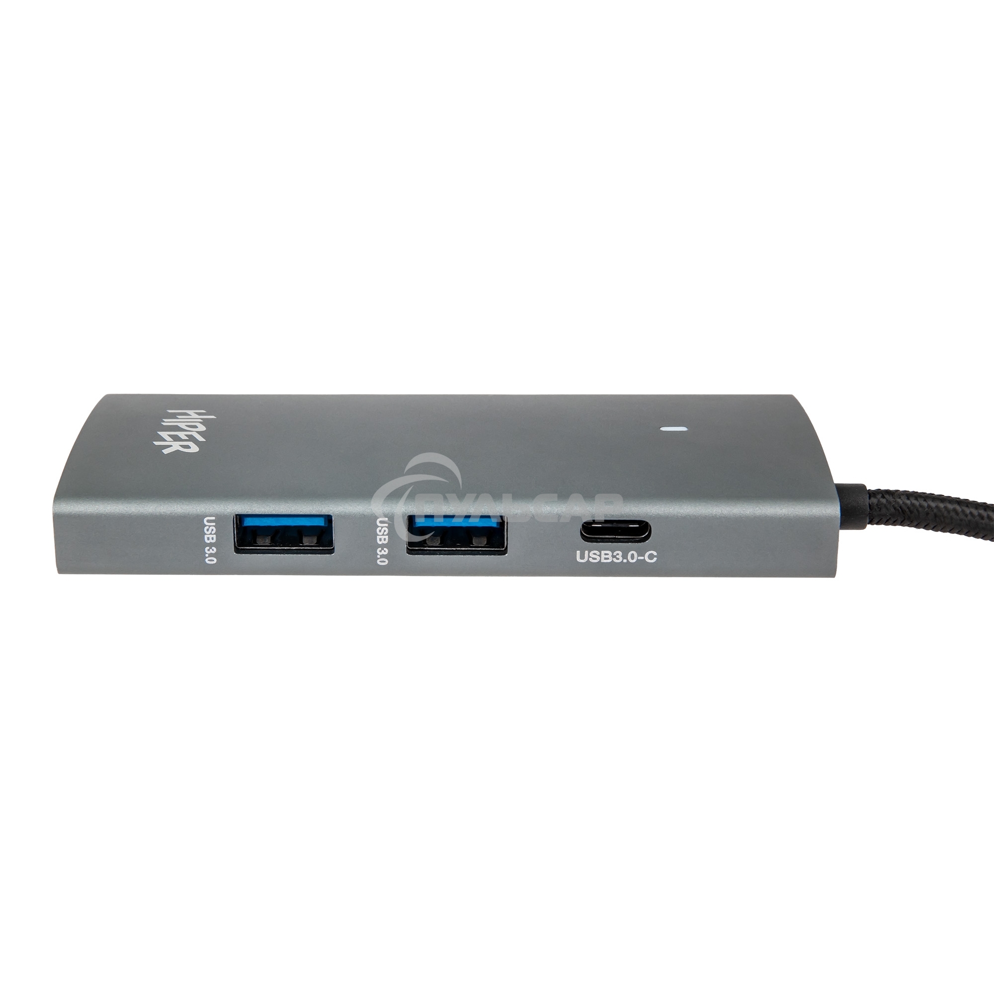 Док-станция HIPER Docking station USB-C HUB 6in1 (1*USB-C 100W PD, 1*HDMI 4K@60Hz, 2*USB-A 3.0 (5Gbps data), 1*USB-C 3.0 (5Gbps data), 1*RJ45 Gb)