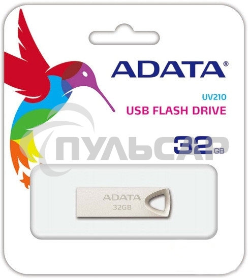 Флешка USB ADATA UV210 (AUV210-32G-RGD), 32 Gb, USB 2.0, R/W 15/5, золотистый