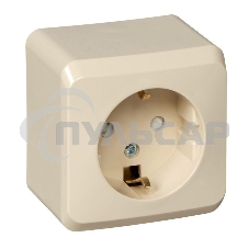Розетка 1-м ОП Этюд 16А защ. шторки с заземл. крем. SchE PA16-004K
