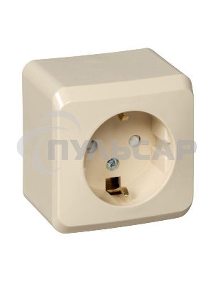 Розетка 1-м ОП Этюд 16А защ. шторки с заземл. крем. SchE PA16-004K