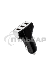 Зарядное устройство в прикуриватель Rexant 3 x USB, 1000mA, черный