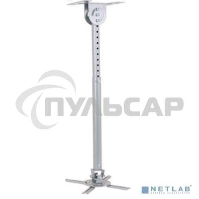 Универсальный потолочный комплект Wize WPD-B состоящий из крепления+штанги 82-141 cм+площадки к потолку для проектора, макс. расст.между крепежными отв. 370 мм, наклон +/-15°, поворот +/-15°, вращение 360°, до 12 кг, черный, рознич. упаковка