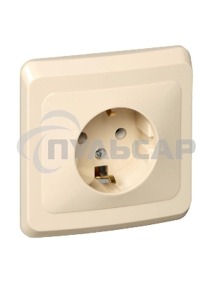Розетка 1-м СП Этюд 16А с заземл. крем. SchE PC16-003K