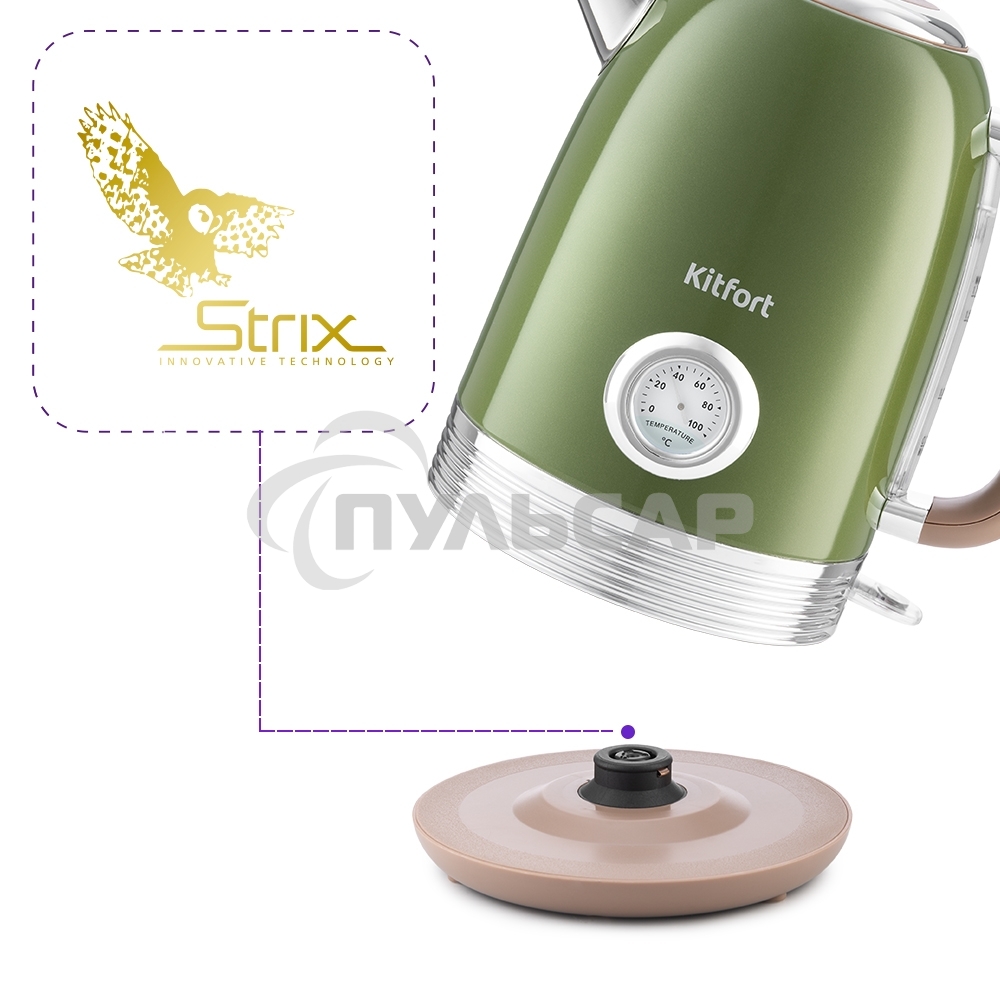 Чайник электрический Kitfort KT-6110 1.7л. 2200Вт зеленый (корпус: нержавеющая сталь)