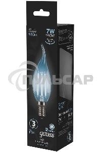 Лампа светодиодная Gauss LED Filament Свеча на ветру E14 7W 580lm 4100К 1/10/50
