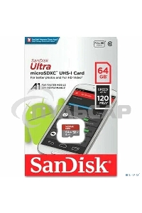 Флеш карта microSD 64GB SanDisk microSDXC Class 10 Ultra UHS-I A1 140MB/s