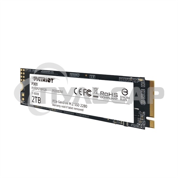 Накопитель SSD Patriot P300, 2Tb, PCIe 3.0 x4, M.2 2280, NVMe, R/W 2100/1650