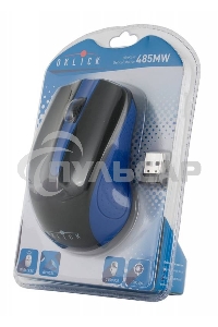 Мышь беспроводная Oklick 485MW черный/синий, 1200 dpi, радиоканал, USB, кнопки - 3