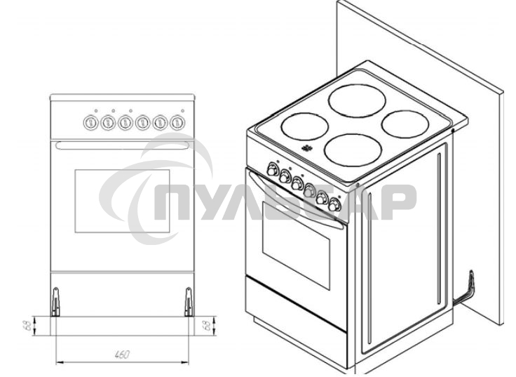 Плита газовая Лысьва ГП 400 МС -2у коричневый, конфорок 4 шт, духовка 57 л, 50 см x 84 см x 60 см