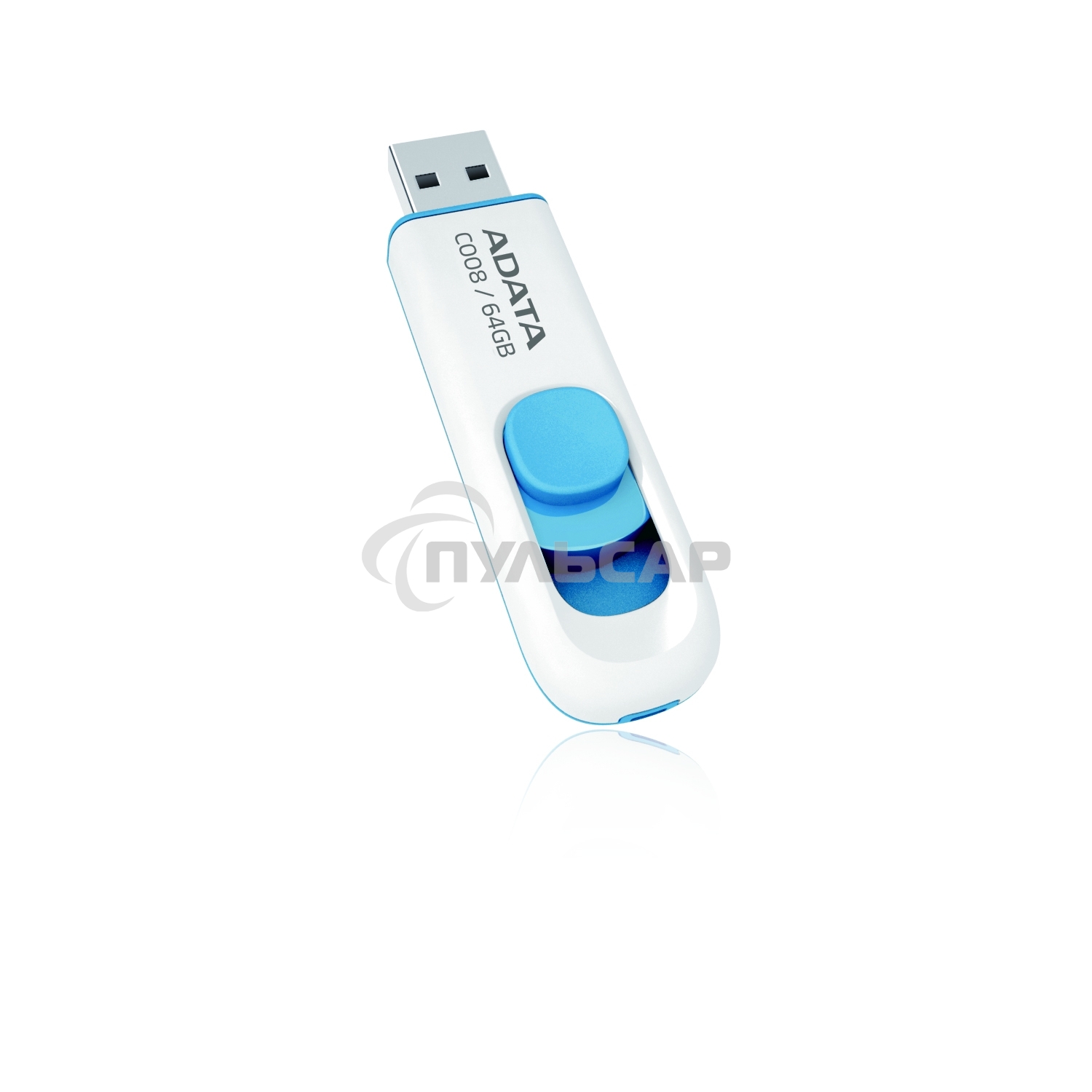 Флешка USB ADATA С008 (AC008-64G-RWE), 64 Gb, USB 2.0, R/W 15/5, белый/синий