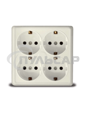 Розетка 4-м ОП Олимп с заземл. квадрат беж. UNIVersal 1171