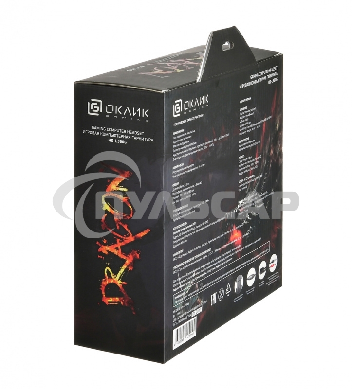 Гарнитура Oklick HS-L390G DRAGON black/red 1.8m (JD-728S)