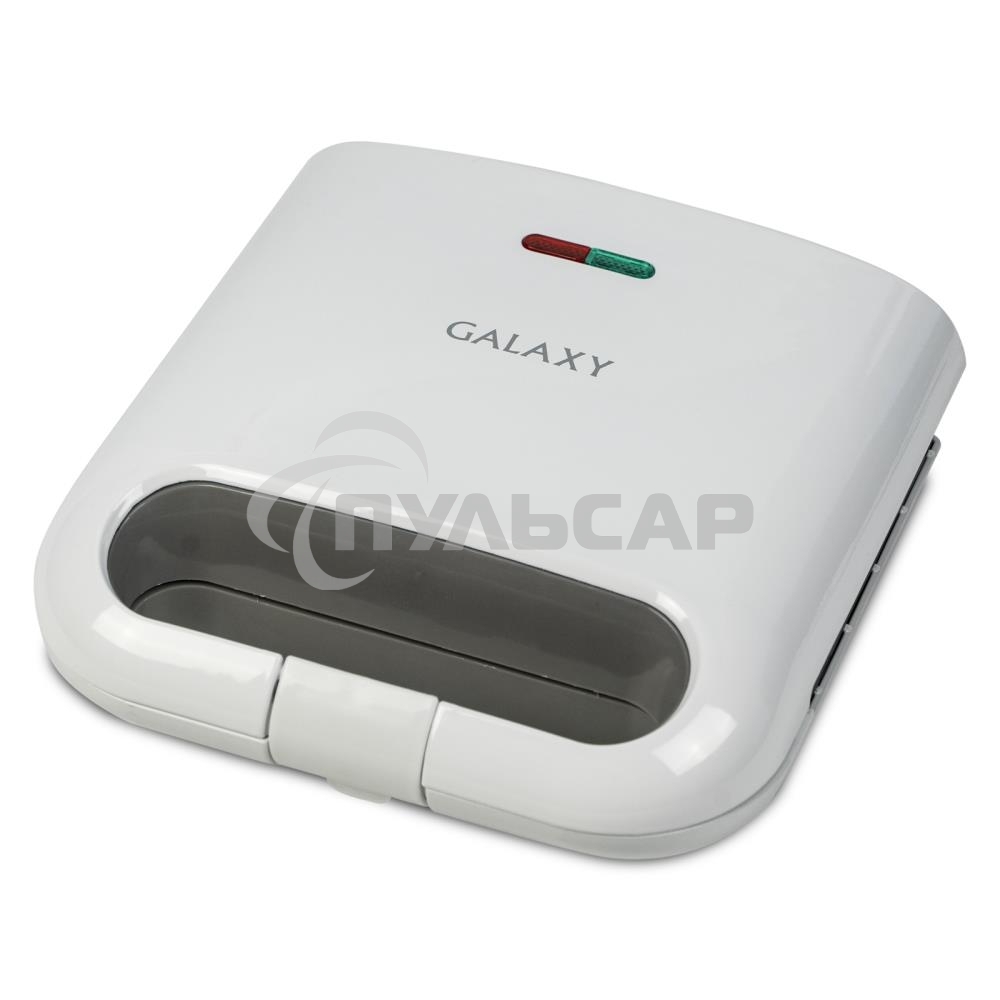 Сэндвич-тостер Galaxy Line GL 2962, белый, с несъемными пластинами, 800 Вт, индикаторы нагрева и сети, антипригарное покрытие рабочей поверхности, теплоизолированный корпус, прорезиненные ножки, препятствующие скольжению