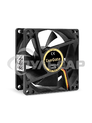Вентилятор для корпуса ExeGate EX08025B3P черный, 80 мм, 2000 об/мин, 19 дБ, 3 pin