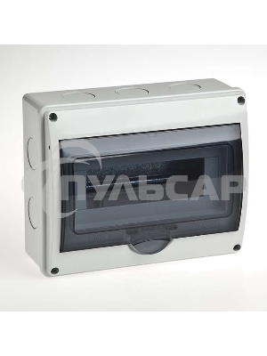 Бокс ОП Тусо 10мод. (4в) IP65 сер./дым. двер. Рувинил 69011