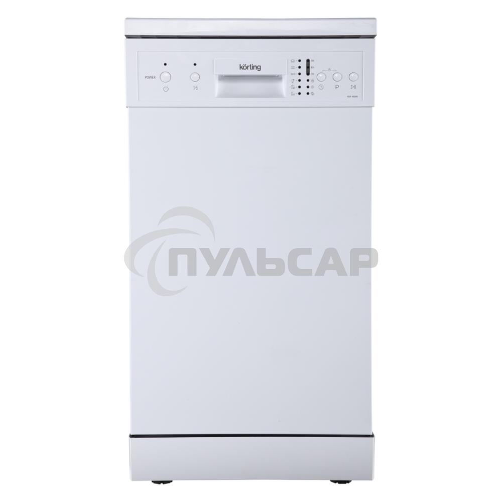 Посудомоечная машина Korting KDF 45240 / Отдельност., 45 см, А++/A/A, электронное управление, 6 программ: нормальная, ЭКО, стекло, интенсив, 90 мин, быстрая; 10 компл., LED индикаторы, активная сушка, таймер отложенного старта 3/6/9 часов, половинная загр