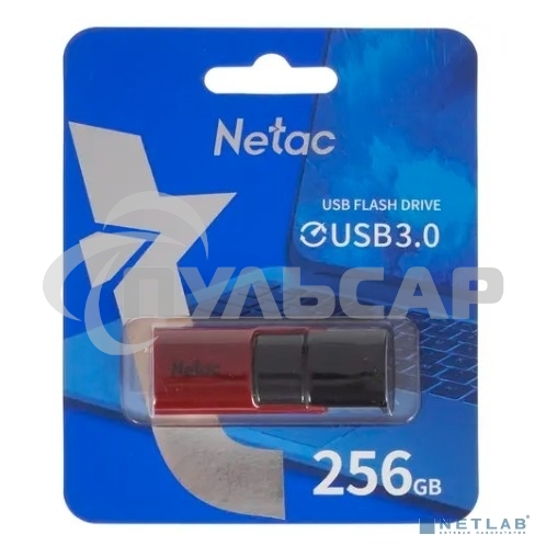 Флешка USB Netac U182 NT03U182N-256G-30RE, USB 3.0 256 Gb, retail version, черный/красный