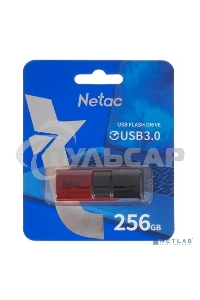 Флешка USB Netac U182 NT03U182N-256G-30RE, USB 3.0 256 Gb, retail version, черный/красный